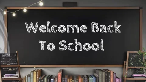 WELCOME BACK TO SCHOOL - TEXT ANIMATION ON CHALKBOARD 스톡 동영상 259940340