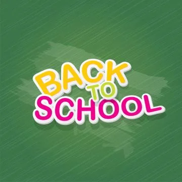 Welcome Back to school text on green chalkboard イラスト素材