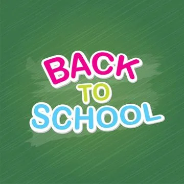 Welcome Back to school text on green chalkboard Illustrazione stock
