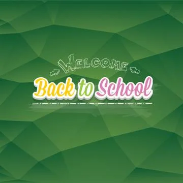 Welcome Back to school text on green chalkboard Illustrazione stock