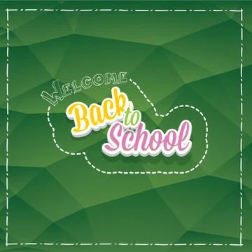 Welcome Back to school text on green chalkboard Illustrazione stock