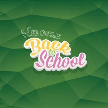 Welcome Back to school text on green chalkboard Illustrazione stock