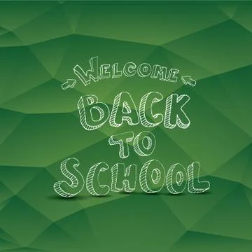 Welcome Back to school text on green chalkboard イラスト素材