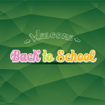 Welcome Back to school text on green chalkboard Illustrazione stock
