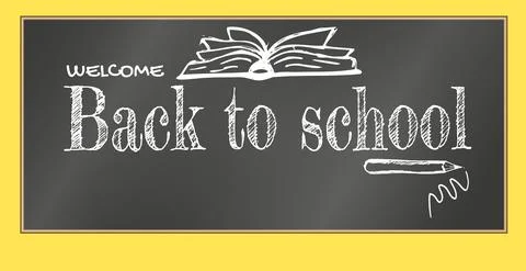 Welcome Back to School Title Written in a Chalkboard Stock Illustration
