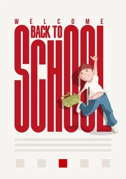 Welcome back to school typographic poster design Stock Illustration