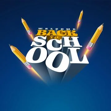 Welcome Back to School typographic vector design Stock Illustration