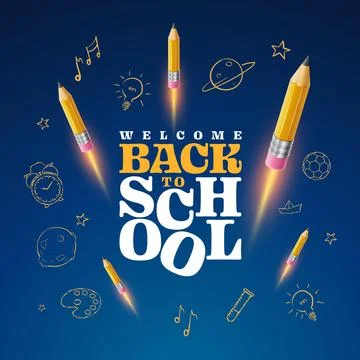 Welcome Back to School typographic vector design Stock Illustration