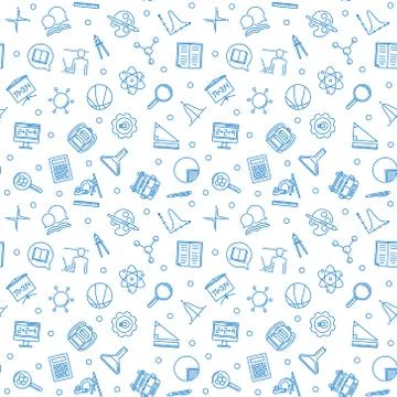 Welcome Back to School vector linear seamless pattern 스톡 일러스트