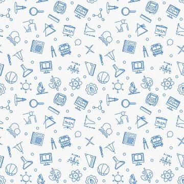 Welcome back to school vector outline seamless pattern 스톡 일러스트