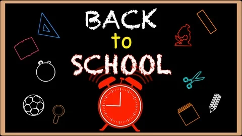 Welcome back to school writing on black chalkboard. Educational concept. Stock Footage 115039019