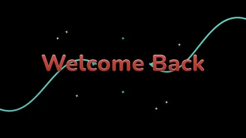 Welcome back text on a dark background with decorative elements Stock Footage 344640357