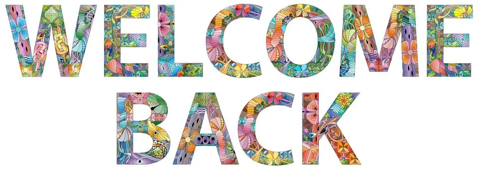Welcome back. Vector decorative zentangle object Stock Illustration