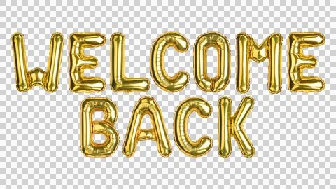 Welcome Back. Welcome Back balloons. Yellow Gold foil helium balloon. Stock Photos
