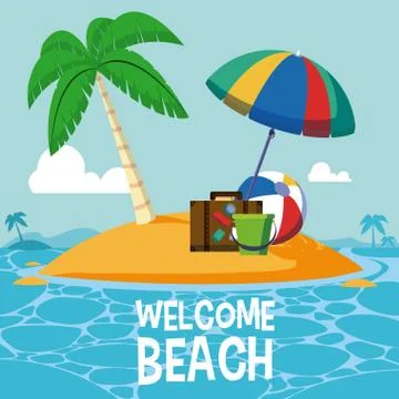 Welcome beach card 库存插图