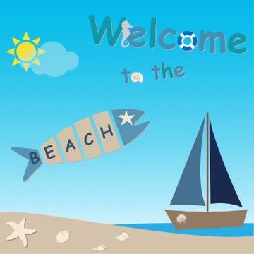 Welcome to the beach Stock Illustration