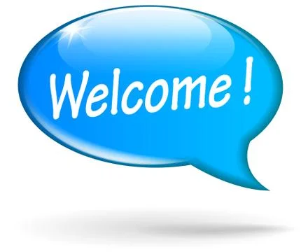 Welcome blue speech Stock Illustration