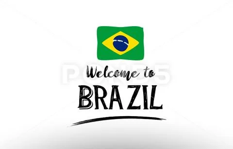 Welcome to brazil country flag logo card banner design poster
