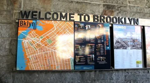 Welcome to Brooklyn Tourist Sign Stock Video Stock Footage