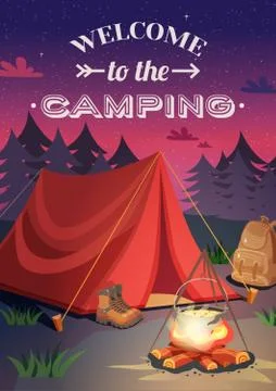 Welcome To Camping Poster Stockillustratie
