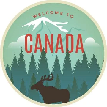 Welcome To Canada Label Design Stock Illustration