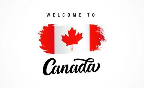 Welcome to Canada, typography design and waving flag Illustrazione stock