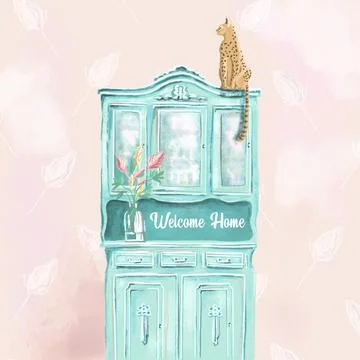 Welcome cat new Stock Illustration