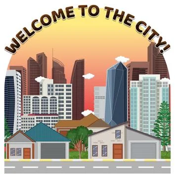 Welcome to the city vector Ilustración de archivo