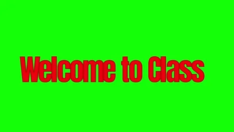 Welcome to class text animation. Educational greeting sign on green screen Stock Footage 340597523