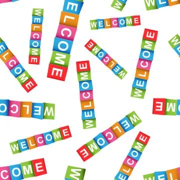 Welcome colorful card seamless pattern background. Business flat vector illus Stock Illustration