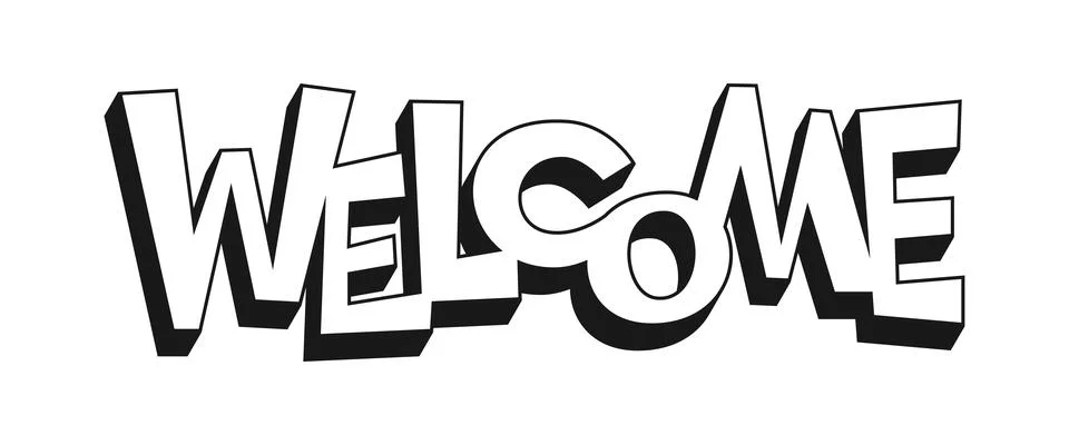 Welcome comic banner sticker stamp foil diy cute Stock Illustration