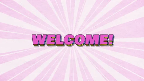 WELCOME! - comics style 3D text with shadow on paper textured background Stock Footage 245884150