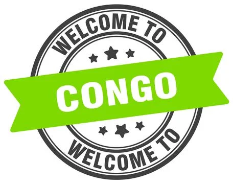 Welcome to Congo stamp. Congo round sign Stock Illustration