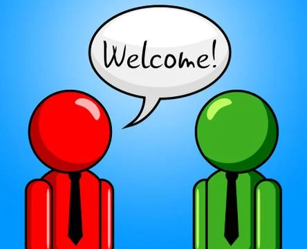 Welcome conversation showing chit chat and arrival Ilustración de archivo