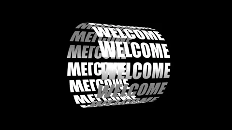 Welcome cylinder text effect animation with black background Stock Footage 289585472