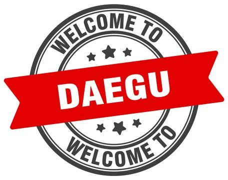 Welcome to Daegu stamp. Daegu round sign Ilustración de archivo