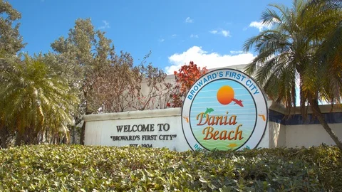Welcome to Dania Beach FL Broward’s First City Signage Stock Footage 102169643