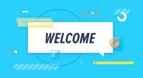 Welcome in design banner. vector template for web, print, presentation Stock Illustration