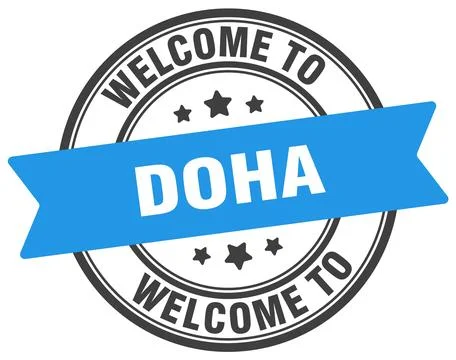 Welcome to Doha stamp. Doha round sign Stock Illustration