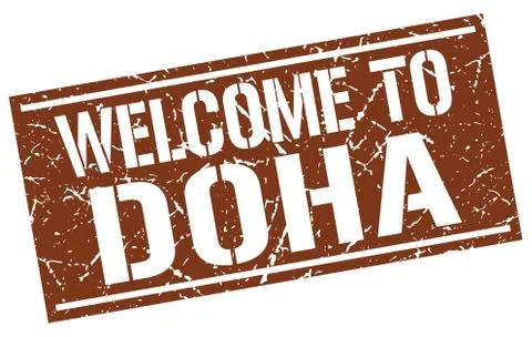 Welcome to Doha stamp Stock Illustration