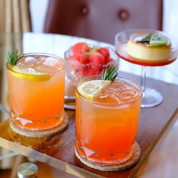 Welcome drinks on the table Stock Photos