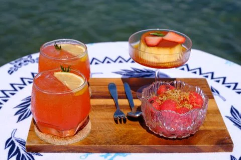 Welcome drinks on the table Stock Photos