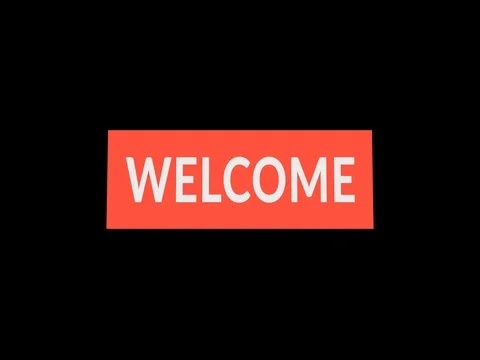 Welcome drop-down video banner with the word welcome on black background. Vidéo 72976153