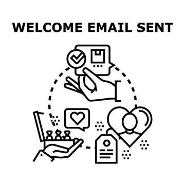 Welcome email sent for customer onboarding and appreciation Stock Illustration