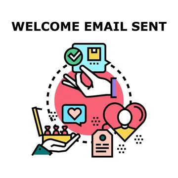 Welcome email sent for customer onboarding and appreciation Stock Illustration
