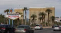 Welcome Fabulous Las Vegas Sign Strip Mandalay Bay Hotel Commuters Rush Hour Day HD Footage