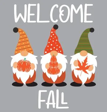 Welcome Fall Gnomes 1, Happy Harvest, Thanksgiving Vector Illustration File Stock Illustration