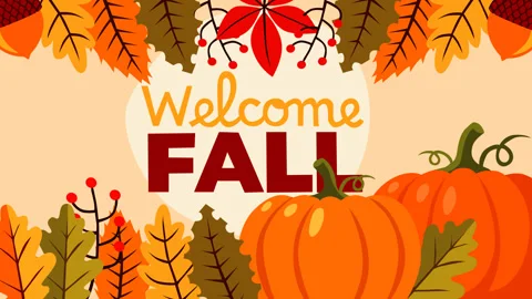 Welcome Fall Pumpkin Harvest Background with Autumn Leaves Animated Motion Stock Footage 340673862