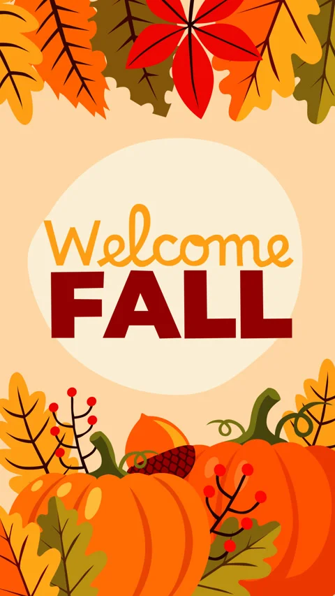 Welcome Fall Pumpkin Harvest Background with Autumn Leaves Animated Motion Stock Footage 340859262