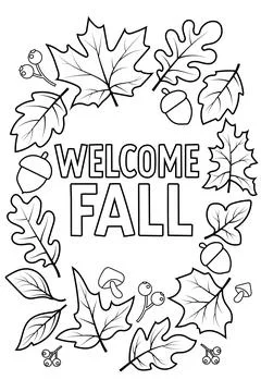 Welcome fall vector illustration with leaves and acorns イラスト素材